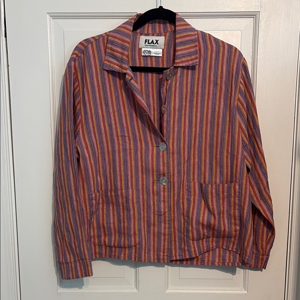 Flax women’s button up top - size petite (see measurement) - linen